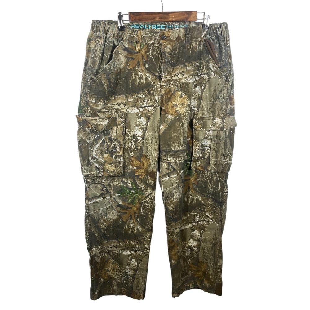 Realtree Camo Cargo Pants Jeans Size XL 16 18 Green Camouflage Hunting Pockets